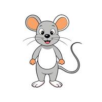 Smiling cartoon mouse standing on a white background illustration vector