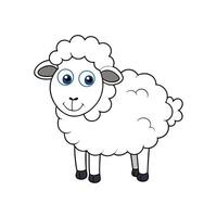 Cartoon sheep with fluffy wool and blue eyes vector
