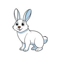 Cartoon white rabbit standing isolated on white background illustration vector