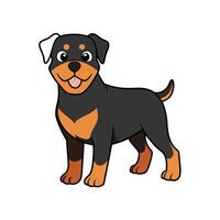 Cartoon Rottweiler standing cheerfully on a plain white background vector