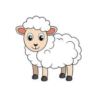 Cute cartoon sheep with fluffy wool isolated on white vector