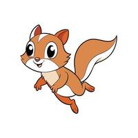 Cute cartoon squirrel character cheerfully running, isolated on white vector