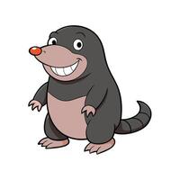 Smiling Cartoon Mole Character with Red Nose Illustration vector