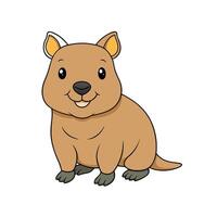 Cartoon quokka illustration with smiling expression in light brown color vector