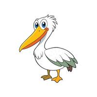 Cartoon Pelican Character Standing Isolated on White Background vector