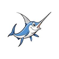 Cartoon marlin swimming with a friendly smile and personality vector