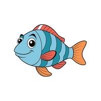 Cartoon illustration of a friendly fish with stripes vector