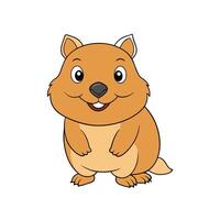 Cartoon quokka illustration, happy smiling marsupial character vector