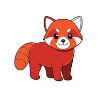 Cartoon red panda character illustration on white background stock vector