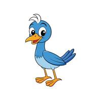 Cartoon bird character illustration with happy expression and simple style vector