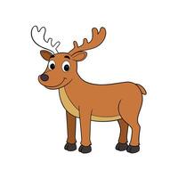 Cartoon reindeer character with antlers isolated on white background vector