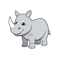 Cartoon rhino with happy expression stands on white background vector