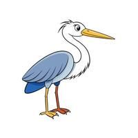 Cartoon illustration of a standing blue heron character vector