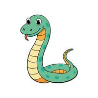 Cartoon smiling snake character illustration on a white background vector
