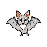 Cartoon bat with open wings smiles on white background vector