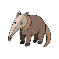 Cartoon anteater image with simple lines and color vector