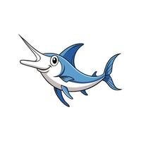 Smiling Cartoon Swordfish Illustration Isolated on a White Background vector