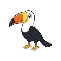 Cartoon toucan bird with vibrant colors standing on white vector
