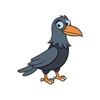 Cartoon crow illustration with a quirky and funny expression vector