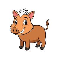 Cartoon Illustration of Smiling Warthog Character on White Background vector