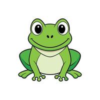Cartoon Frog Illustration with Smiling Expression on White Background vector