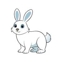Cartoon white rabbit standing looking forward with blue eyes vector