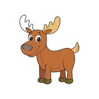 Cheerful cartoon moose illustration with big eyes smiling brightly vector