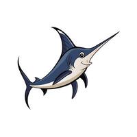 Cartoon Swordfish Character Illustration Isolated on White Background vector