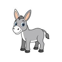 Cartoon donkey isolated on white background studio shot vector