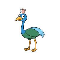 Cartoon cassowary standing in illustration against white backdrop vector