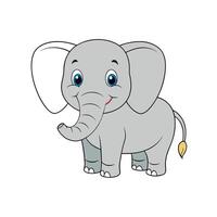 Cartoon elephant with big eyes and smiling expression vector