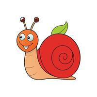 Cartoon Snail Illustration with Smiling Face and Red Shell vector