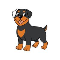 Cartoon rottweiler standing on white background, happy and playful vector