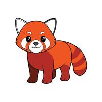 Cute cartoon red panda standing on white background illustration vector