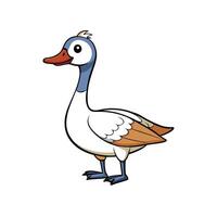 Cartoon goose standing isolated on white background, side view vector