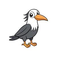 Cartoon crow with large eyes on a white background vector