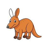 Cartoon Aardvark standing cheerfully with outlined art style vector