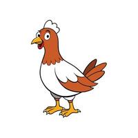 Cartoon chicken standing isolated on white background in vector