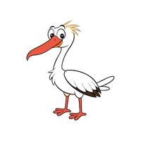Cartoon stork standing upright against a white background illustration vector