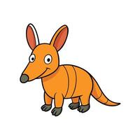 Cartoon aardvark character with orange fur and black lines vector