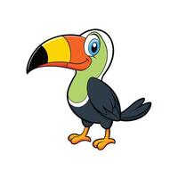 Colorful cartoon toucan illustration with a friendly expression vector
