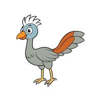 Cartoon bird with feathers and tail in profile view vector