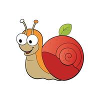 Cartoon snail with an appleshaped shell illustration vector