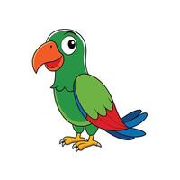 Cartoon parrot character illustration with bright colors and outline vector