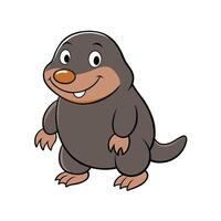 Cartoon mole character standing and smiling on white background vector
