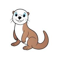 Cartoon otter illustration with smiling face in sitting pose vector
