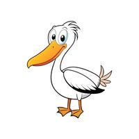 Cartoon pelican illustration, playful expression, outlined, isolated image vector
