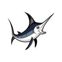 Cartoon marlin swims cheerfully on a white background vector