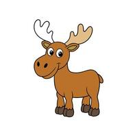 Cartoon moose character with antlers standing on white background vector