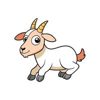 Cartoon goat illustration, isolated on white background, happy expression vector